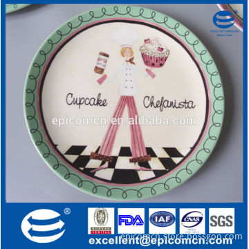 mint green edge fashion decoration dish for party, ceramic dish wholesale